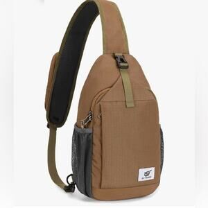 NWT SKYSPER Sling Bag RFID Cross Body Bag Recycled Crossbody Backpack- Brown